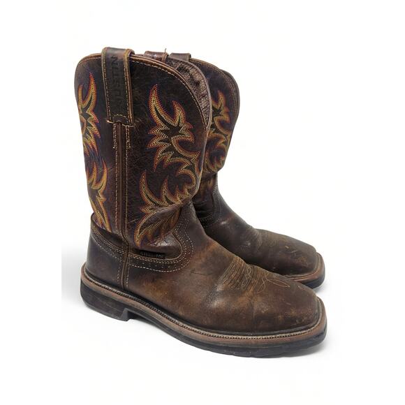 Justin Original Workboots Steel Toe Western Work Boots Mens 8D Brown WK4682